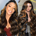 Ombre Highlight Lace Front Wig Human Hair 13x4 Body Wave 16 in