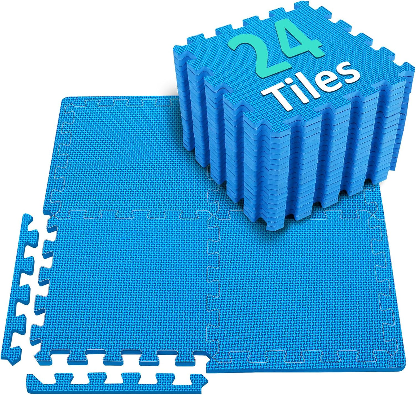 BEAUTYOVO Interlocking Exercise Mats - 24 Tiles for Home Gym