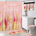 Christmas Shower Set: Pink Green Tree Design w/ 7 Pcs & Snowman Theme