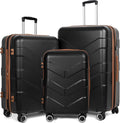 Expandable 3 Piece Luggage Set with Spinner Wheels for Travel
