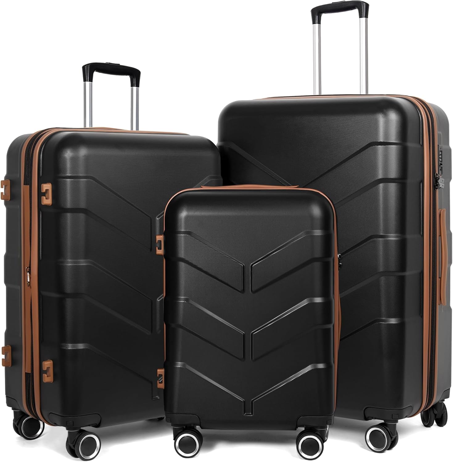 Expandable 3 Piece Luggage Set with Spinner Wheels for Travel