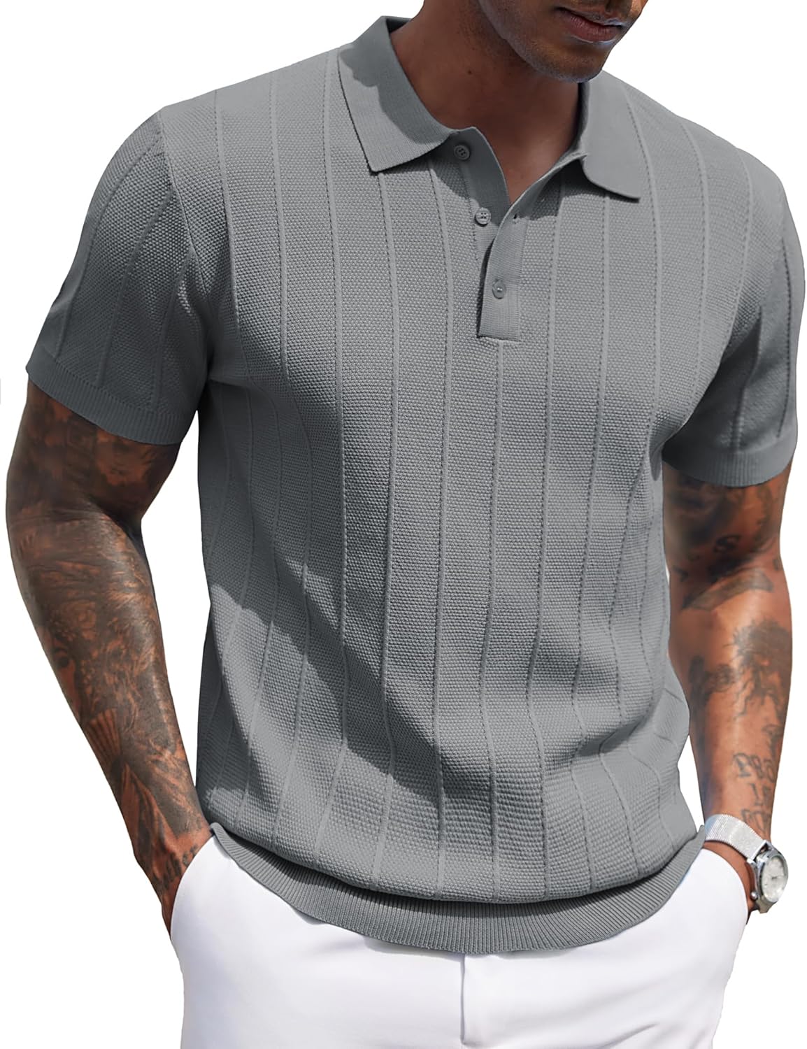Stylish COOFANDY Mens Knit Polo Shirts for Casual Golf Wear