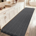 Striped Grey Bathroom Rug 47.5x17 in - Ultra Soft Chenille Mat