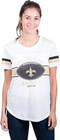 Ultra Game Women's NFL Official Soft Mesh Varsity Stripe T-Shirt loose