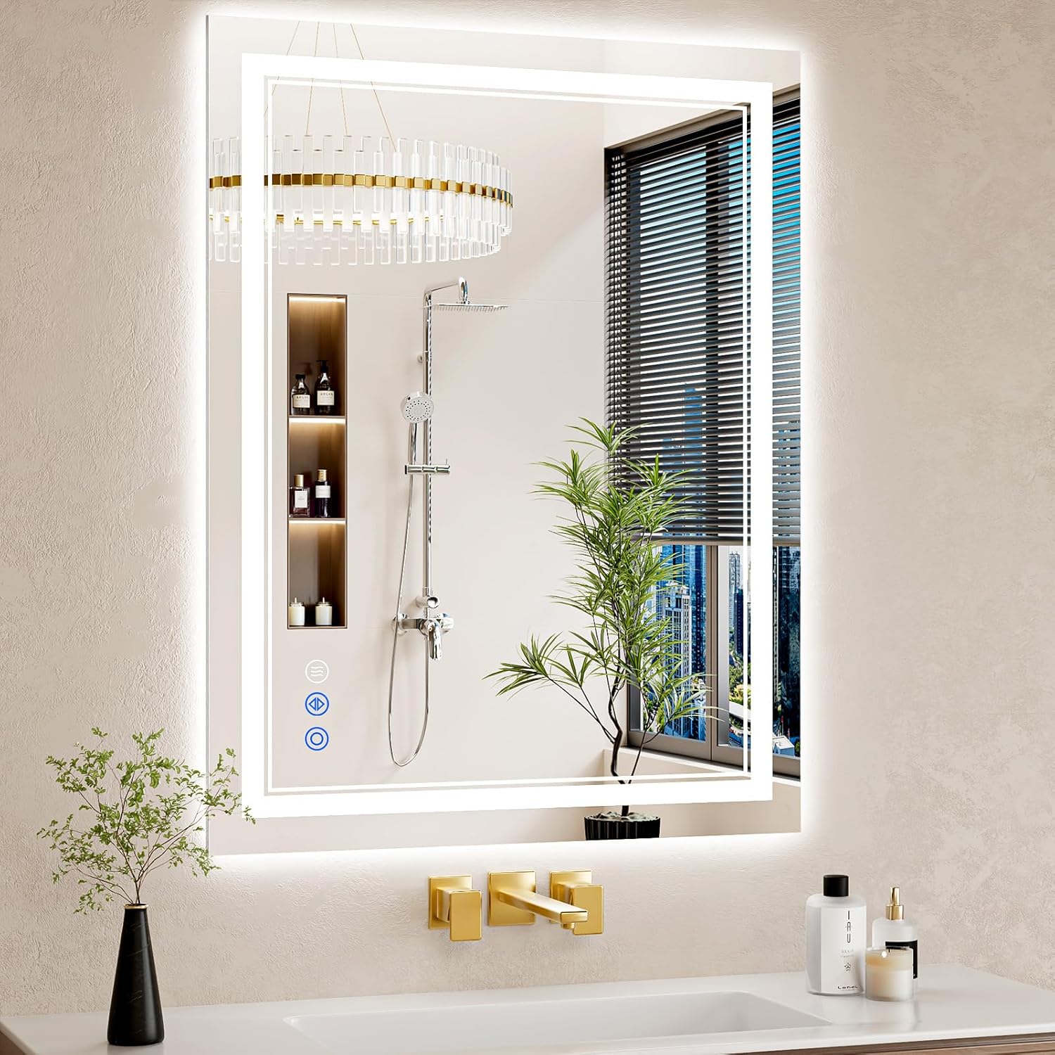 28x36 LED Bathroom Mirror with Lights, Anti-Fog, Dimmable