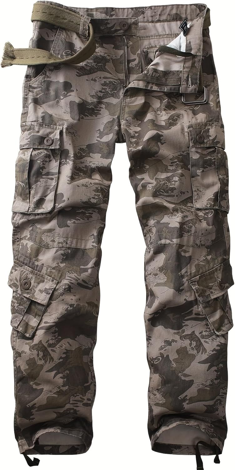 Men's Camo BDU Cargo Tactical Pants for Outdoor Activities