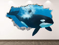 Orca Wall Decal Art Decor 3D Smashed Ocean Killer Whale Sticker