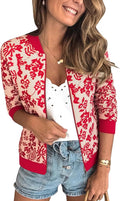 Women's Camo Floral Zip Up Bomber Jacket - Lightweight Short Fit
