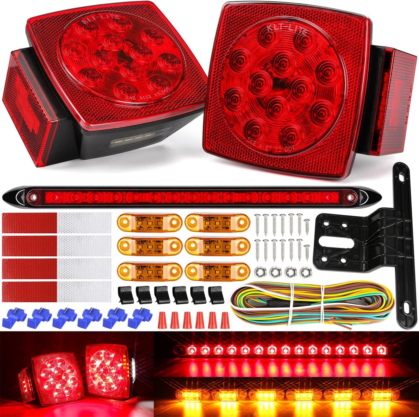 Boat LED Trailer Lights Kit with Wiring Harness for Safety