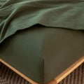 MooMee Fitted Bottom Sheet 100% Washed Cotton Linen-Like Texture - Cal