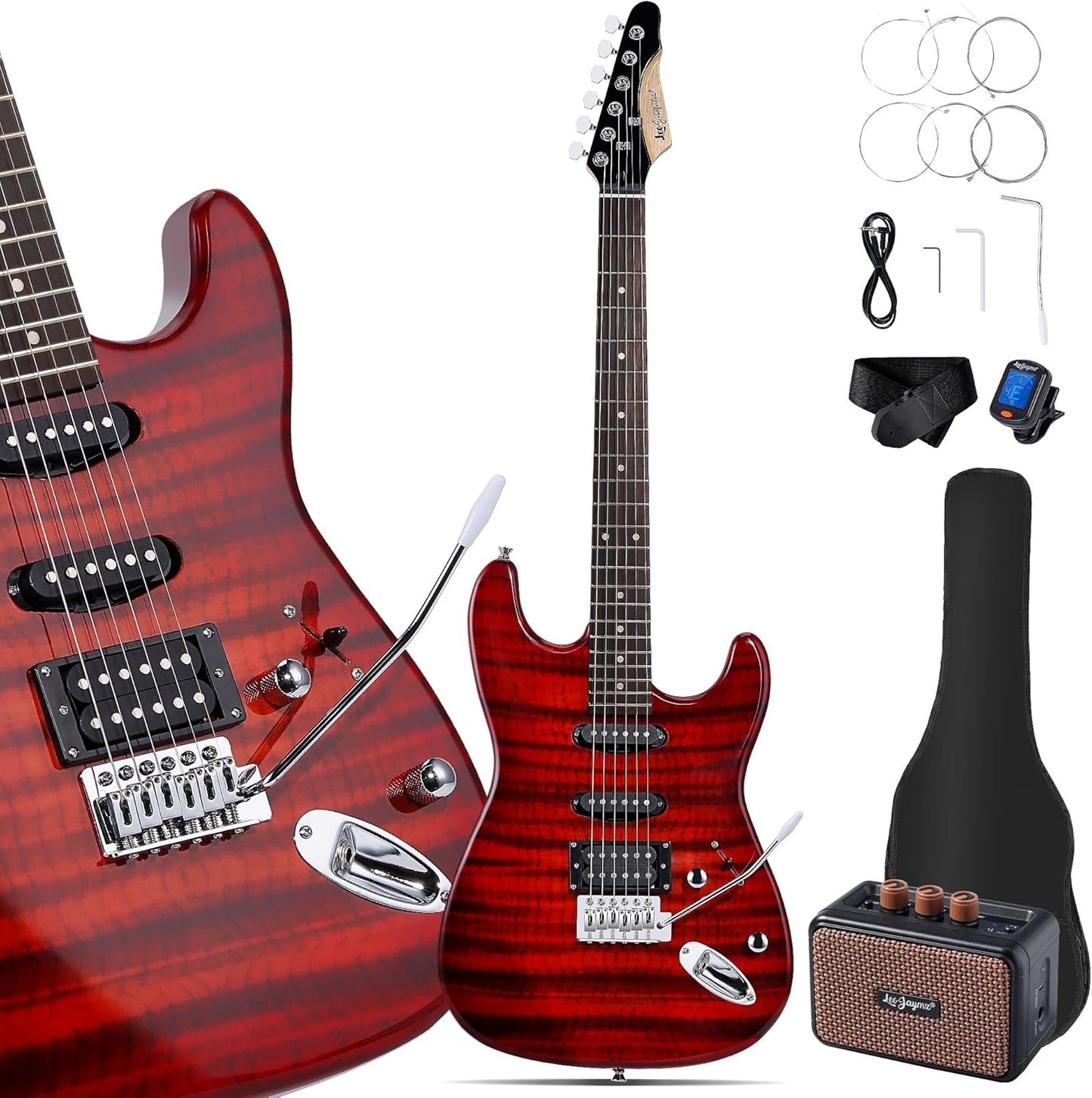 39in Full Size ST Style Electric Guitar Starter Kit with Amp