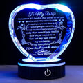 YWHL Crystal Heart Keepsake with Colorful LED Base - Romantic Wife
