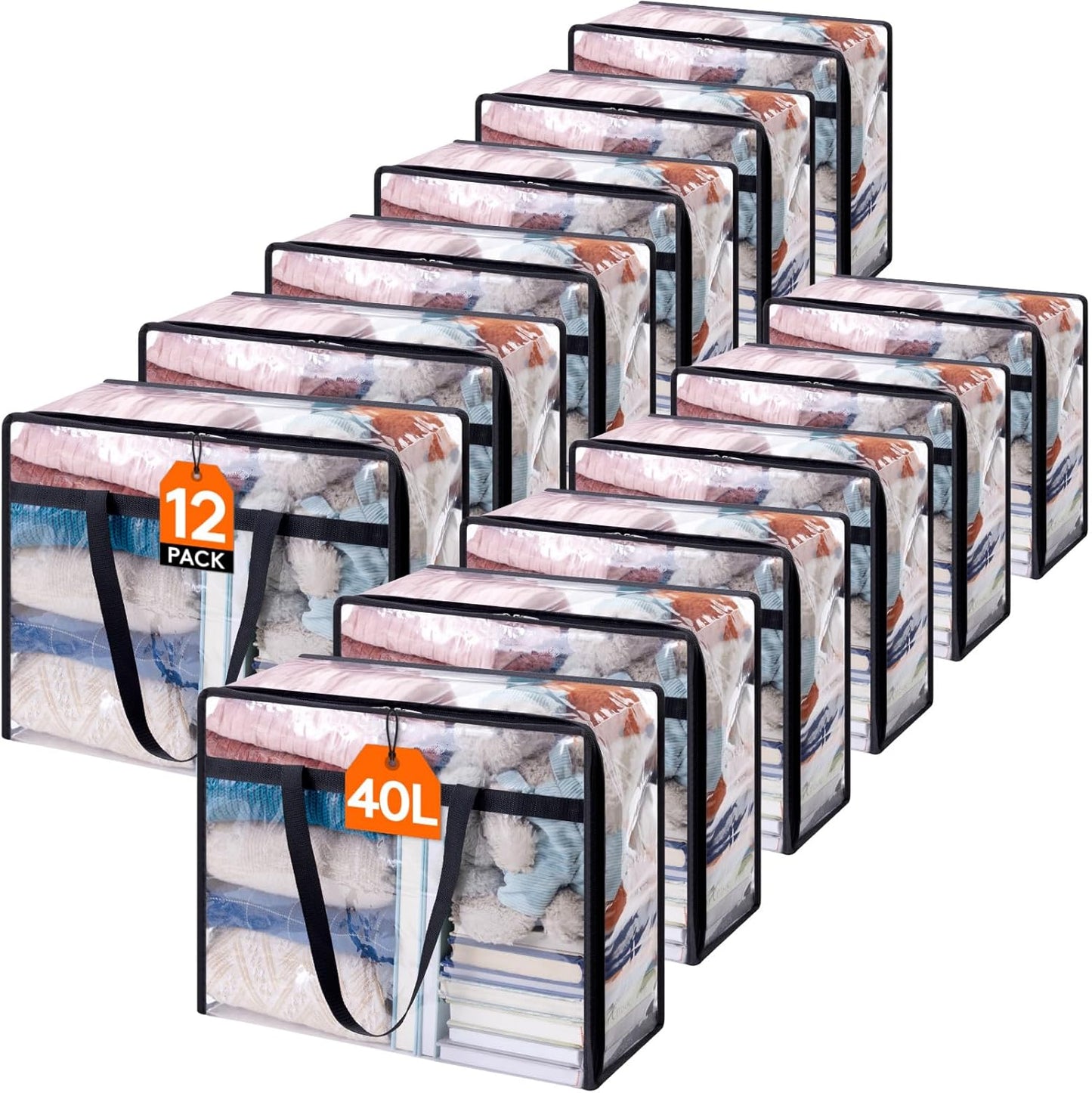 Lifewit 12 Pack Clear Clothes Storage Bags for Bedding and More