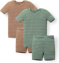 Stripe Pattern Baby Boys Girls Pajama Set - Soft Ribbed Viscose Rayon