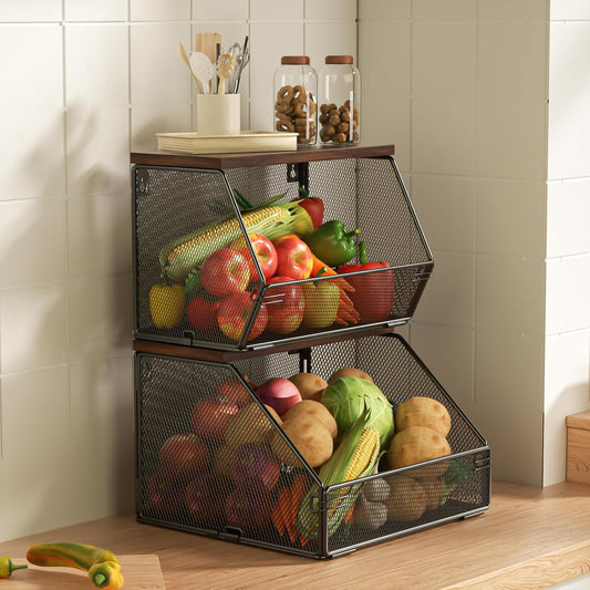 Stackable Fruit Basket Wire Baskets for Kitchen Storage Needs