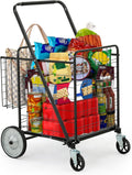 Super Jumbo Folding Shopping Cart Heavy Duty - Large Capacity Utility