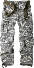 Men's Camo Cargo Work Pants Cotton Ripstop with 8 Pockets - Casual