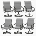 Set of 6 Swivel Patio Chairs - All-Weather Textilene Fabric in Gray