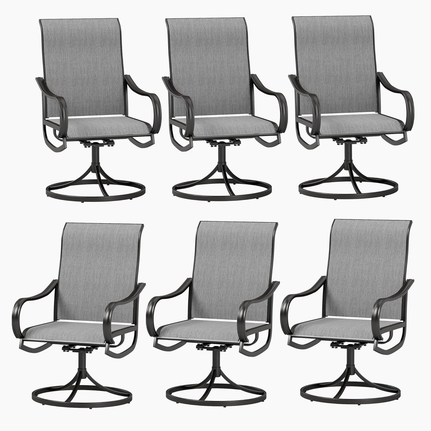 PHI VILLA Outdoor Swivel Dining Chairs Set of 6 for All Weather