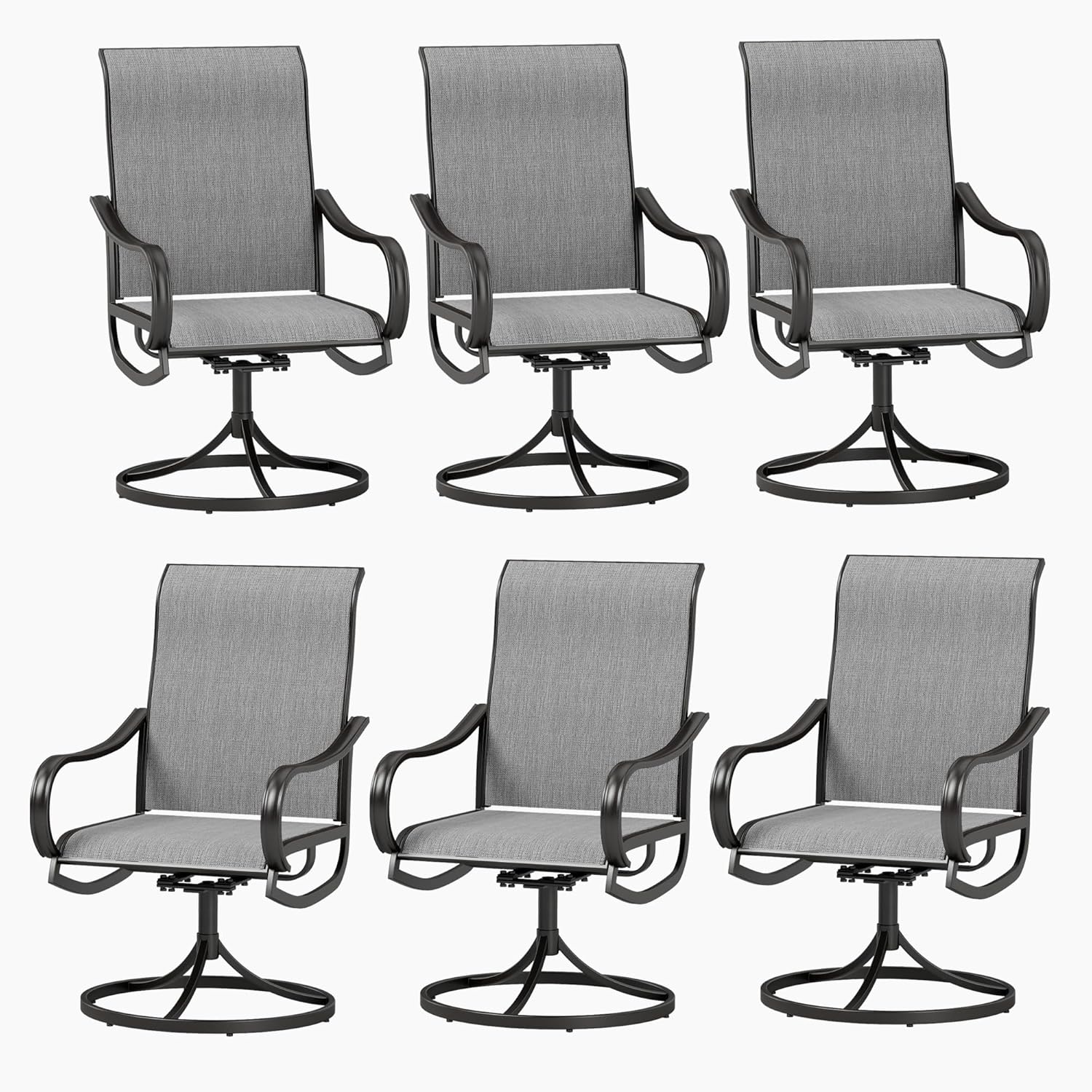 PHI VILLA Outdoor Swivel Dining Chairs Set of 6 for All Weather