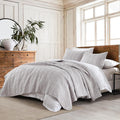 100% Cotton Quilt Set King Size Light Grey - Soft All-Season Coverlet