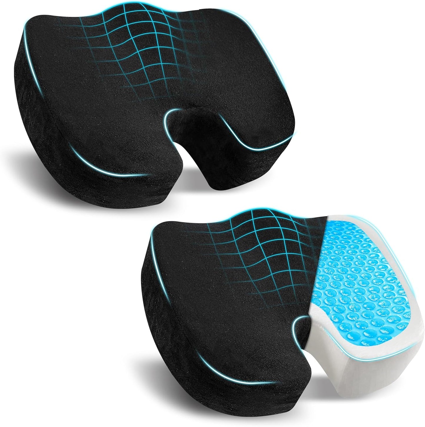 EcoNour Orthopedic Seat Cushions - Pain Relief Duo