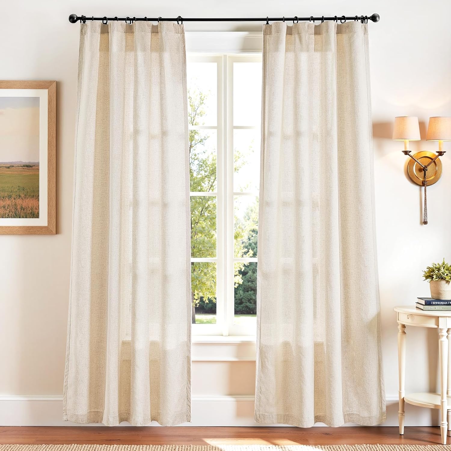 Linen Blend Curtains for Bedroom and Living Room - 90 inch Length