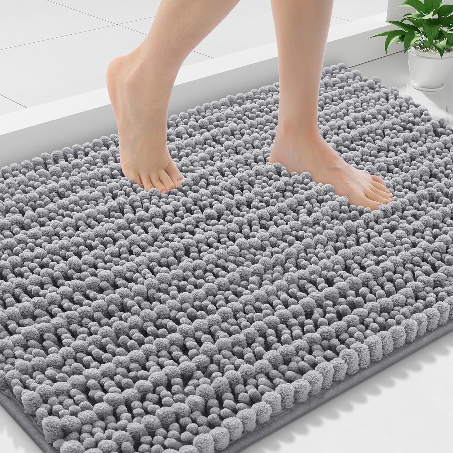 Smiry Bathroom Rugs Mat 36x24, Soft Chenille Non-Slip Mats