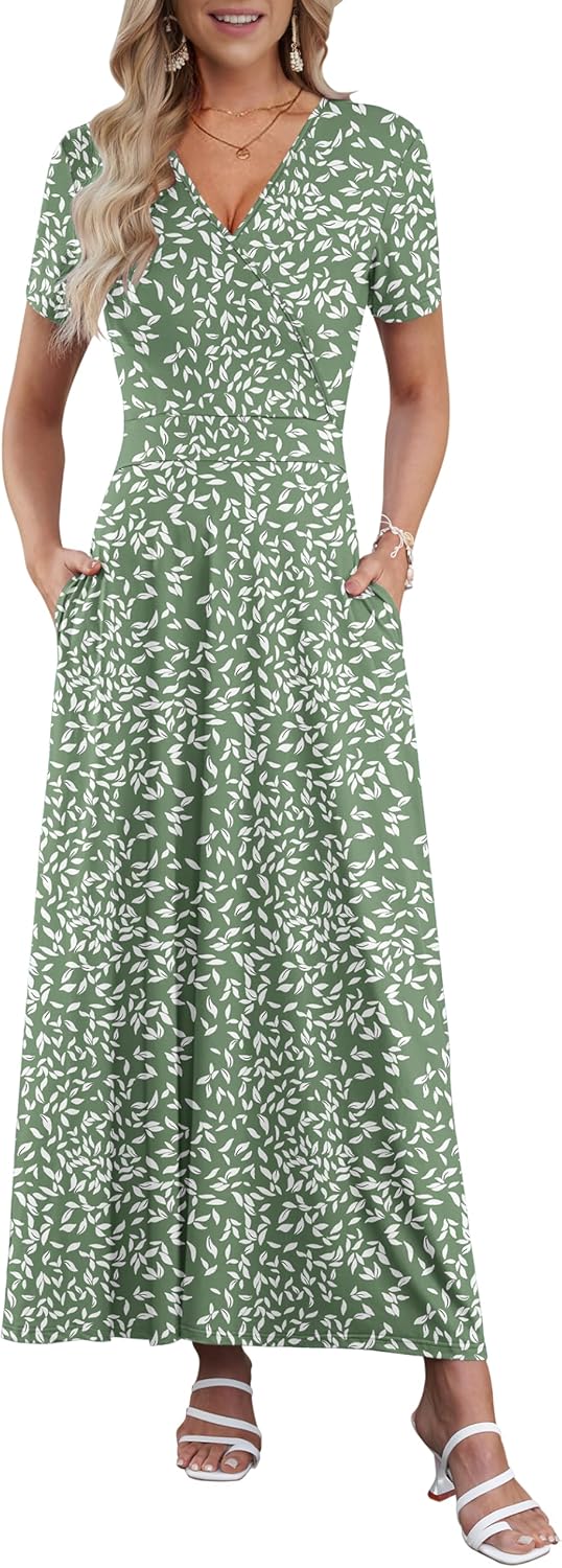 AUSELILY Maxi Dresses for Women with Pockets and Floral Print
