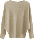 Boat Neck Batwing Sweater for Women - Oversized Ribbed Pullover