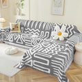 Boho Sectional Couch Covers L Shaped Chenille Slipcover - Dark Grey