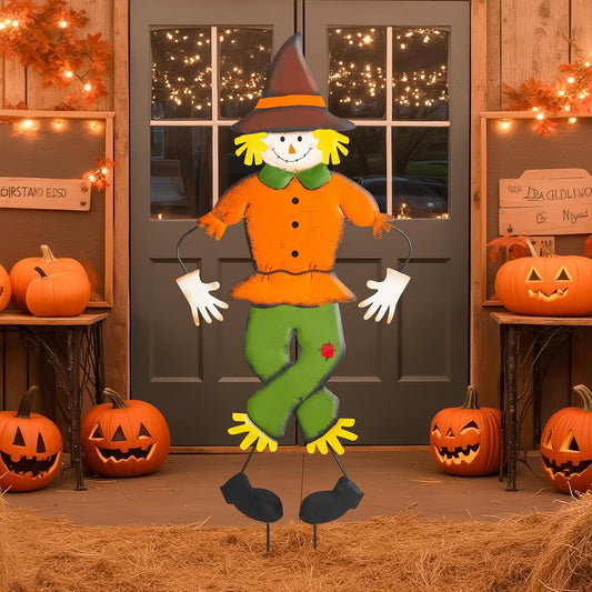 39in Metal Scarecrow Decoration for Fall Outdoor Decor