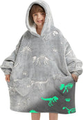Wearable Blanket Hoodie for Kids Oversized Sherpa - Glow Dino