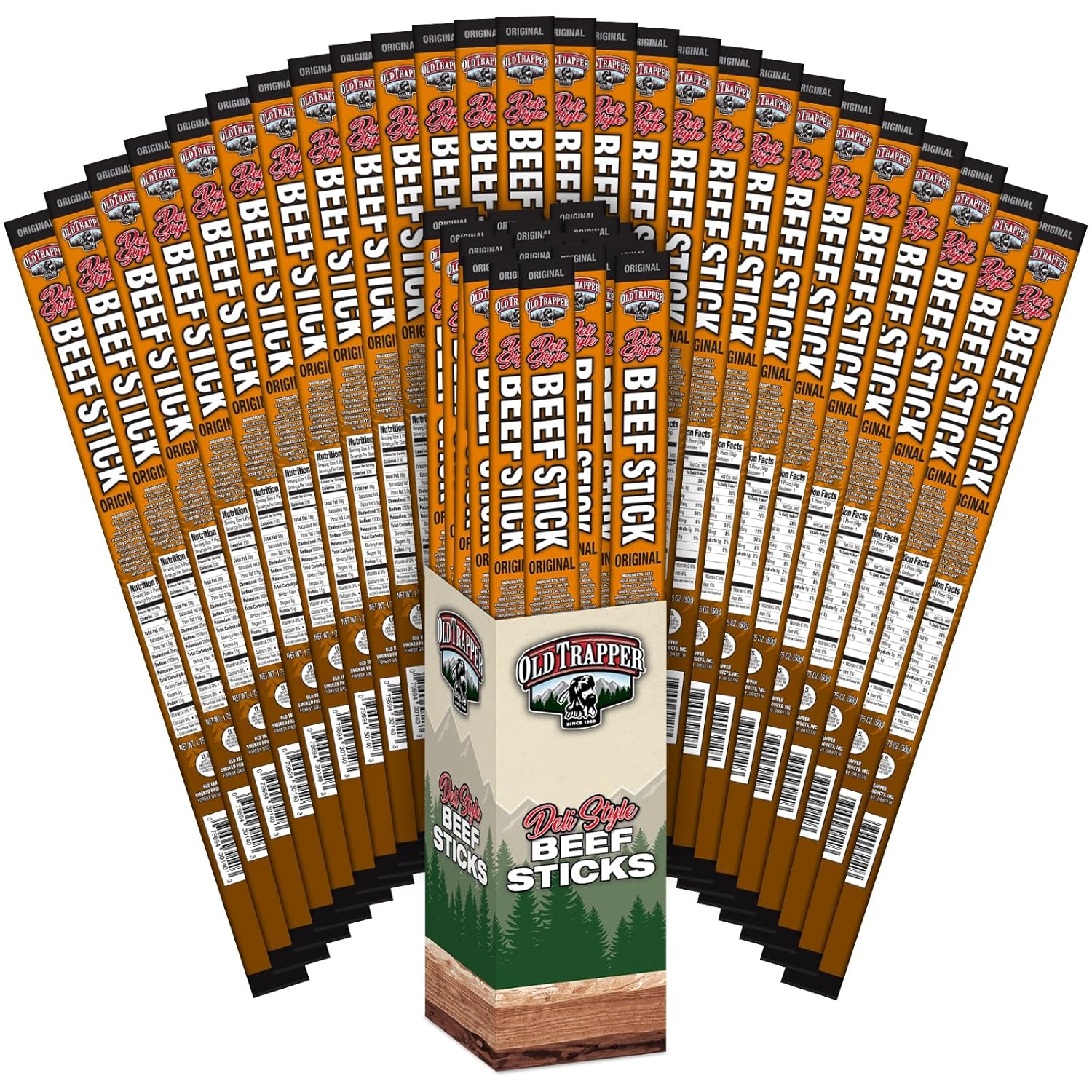 Old Trapper Original Deli-Style Beef Sticks - Protein Packed Snack