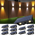 Solar Fence Lights 12Pack - 3-Mode Up & Down Solar Wall Lights