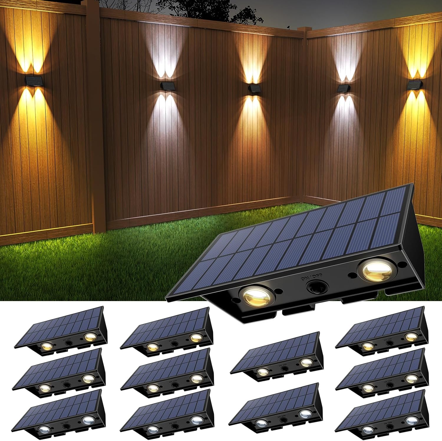 Solar Fence Lights - 12 Pack Waterproof Outdoor Lighting Solution