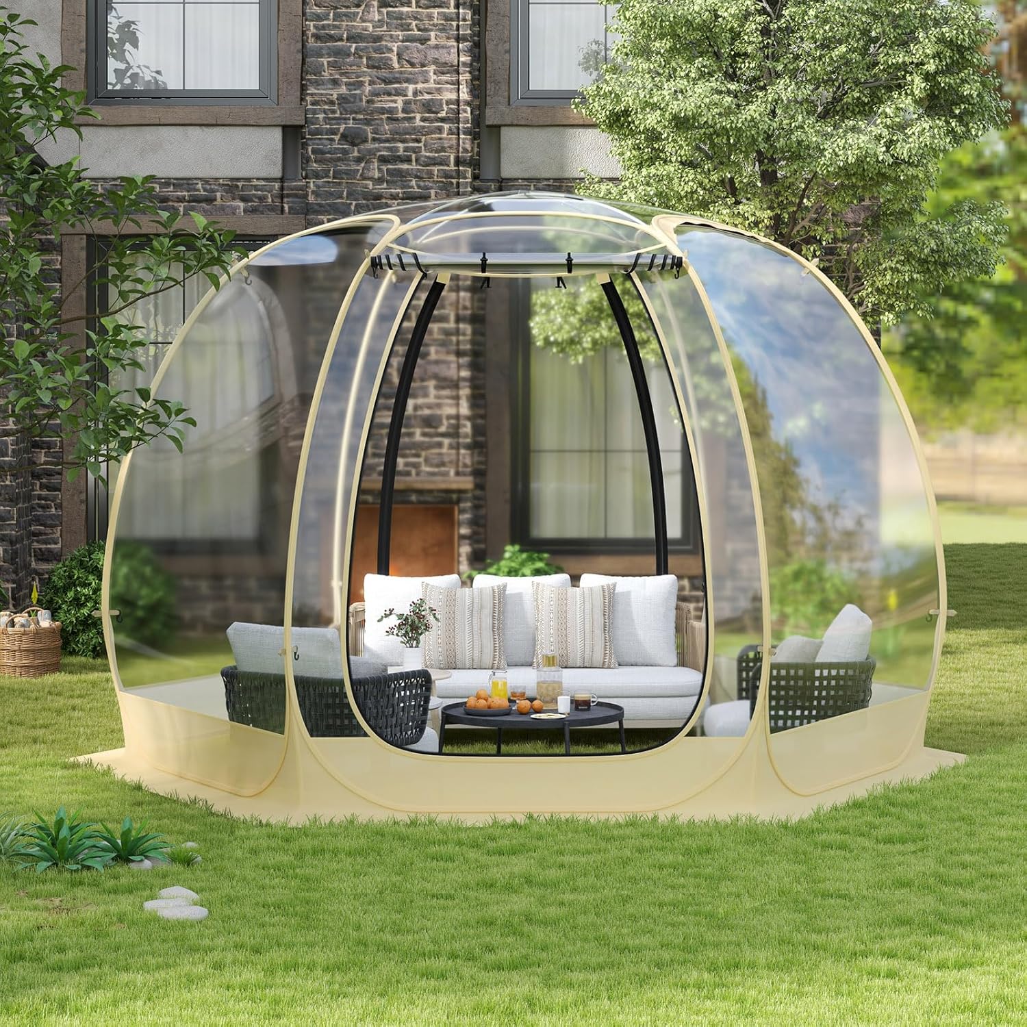 Tangkula Oversize Bubble Tent 11x11 Ft - Weatherproof Clear Dome for 10 People