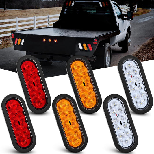 Nilight 6Inch Oval Trailer Tail Light with 10LEDs for Trucks