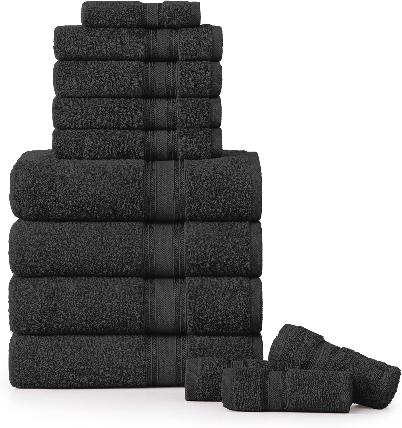 Luxury Bath Towels Set - 12 Piece Cotton Quick Dry Towels