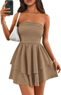 Strapless Tube Mini Dress - Flowy Summer Off Shoulder Ruffle