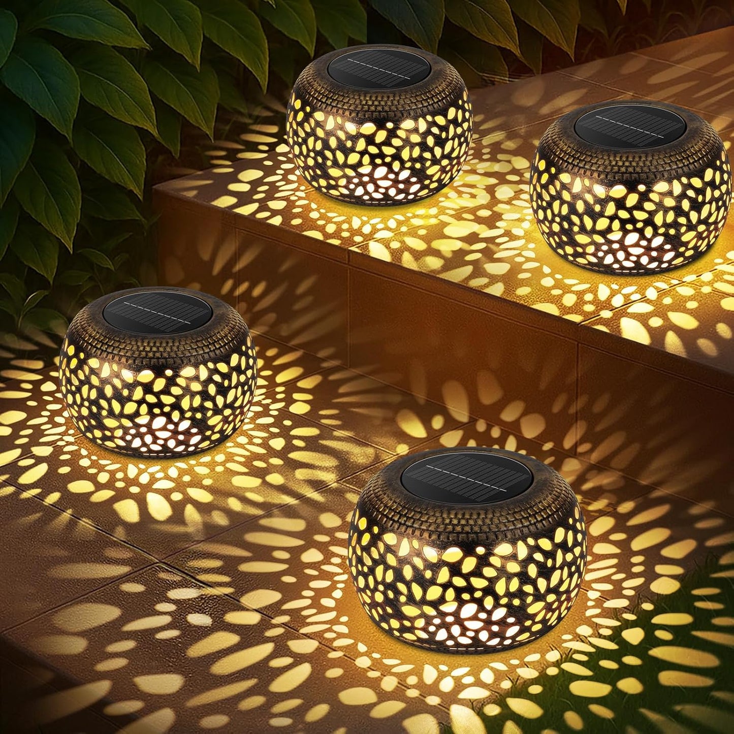 Solar Lantern Outdoor Decor: 4 Pack Waterproof Retro Lights