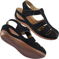 Womens PU Leather Wedge Sandals - Comfortable 2in Platform