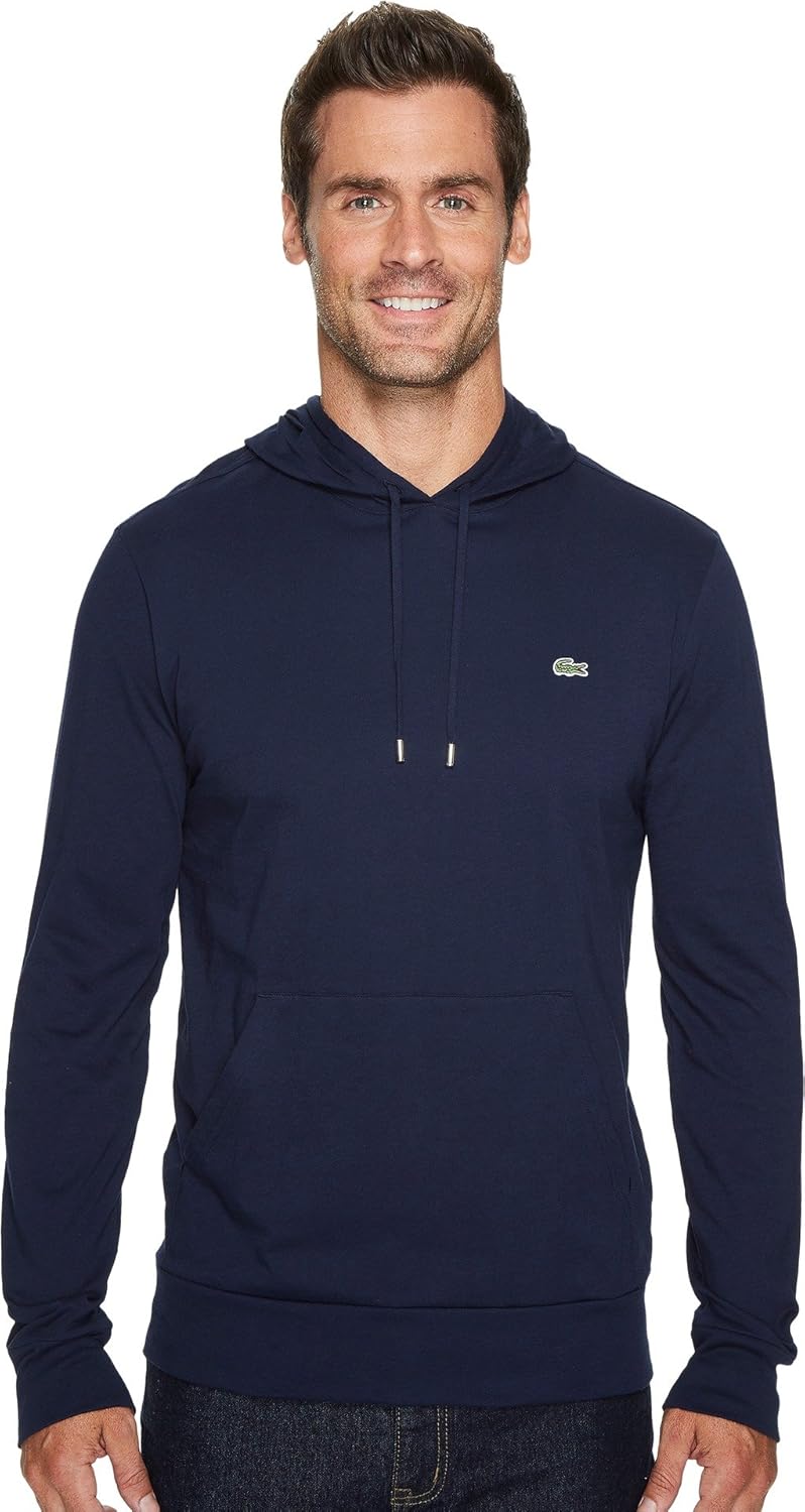 Lacoste Long Sleeve Hoodie Jersey Tee with Central Pocket