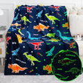 Glow in the Dark Dinosaur Blanket for Kids 50in x 60in - Cozy Dino