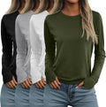 Neer 4 Pack Womens Long Sleeve Thumb Hole Tunic Tops - Soft Cotton