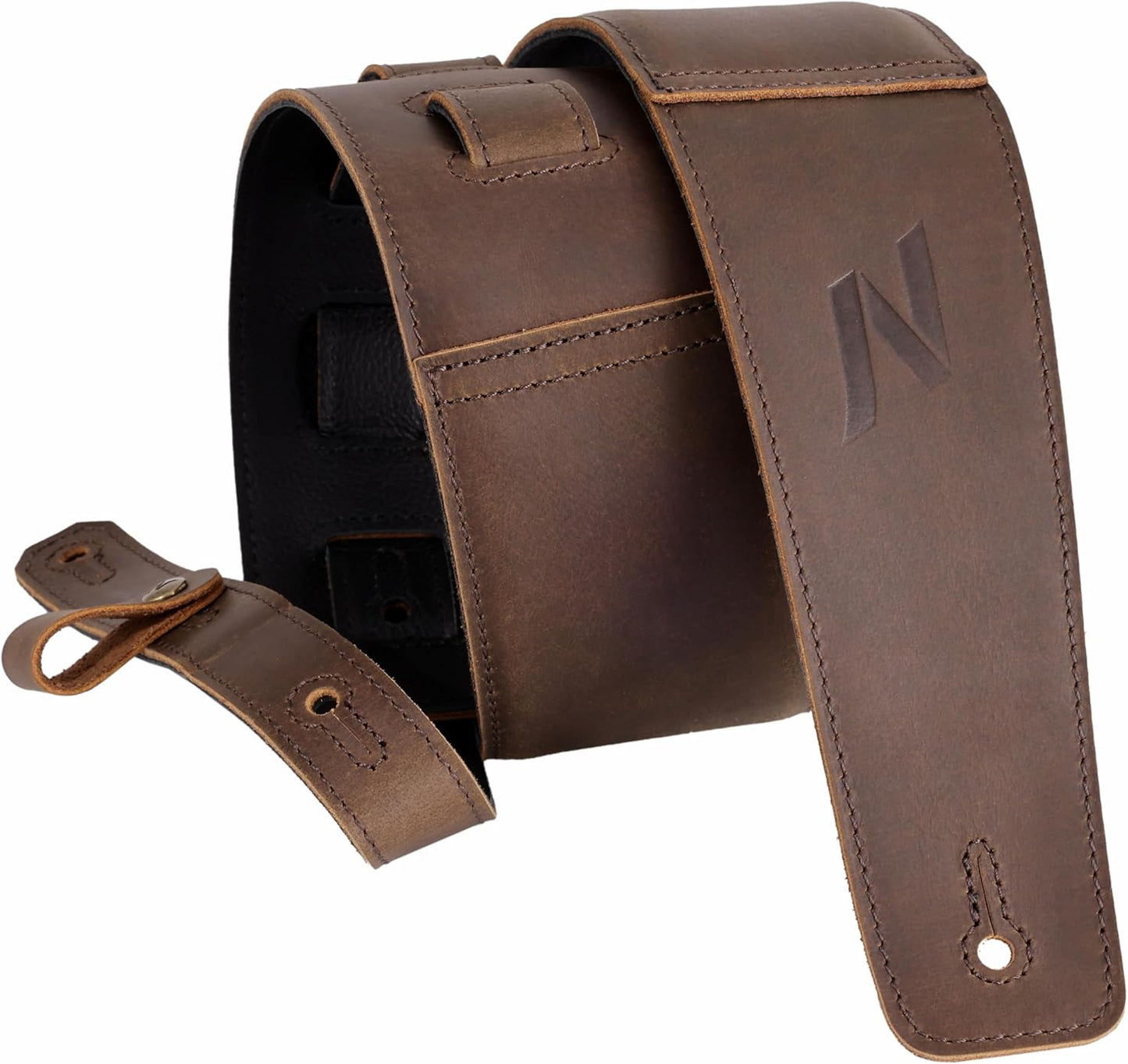 Nefelibata 3in Guitar Strap: Premium Leather with Cable Storage