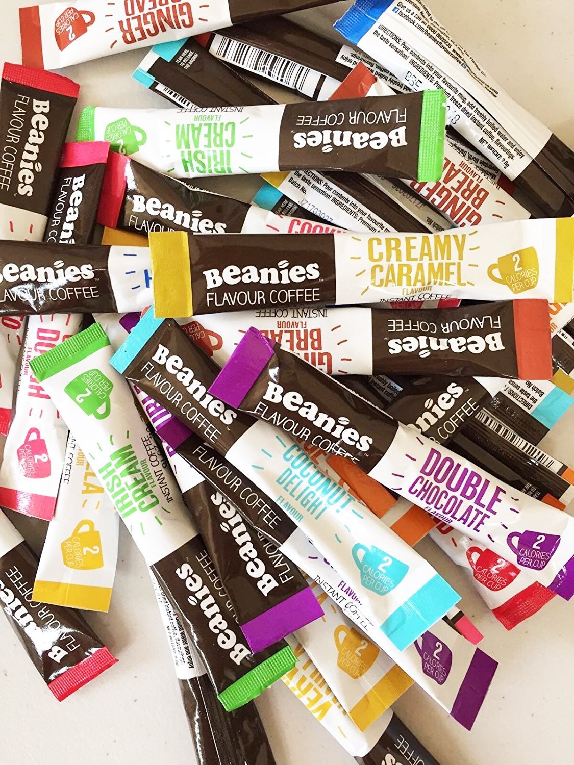 Beanies 50 Mixed Flavored Coffee Sticks - Instant Bliss!