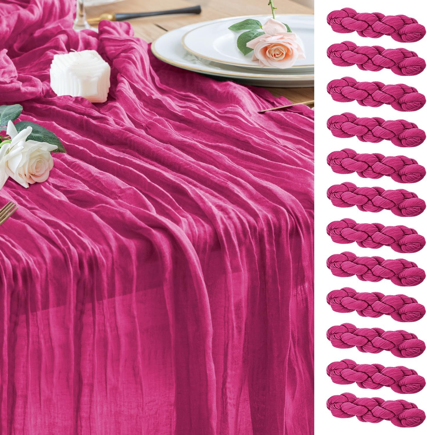 Wokceer Cheesecloth Table Runner 12Pack for Elegant Decor