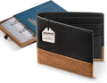 Mens Bifold Wallet for Men Genuine Leather RFID Slim Billfold - Wood