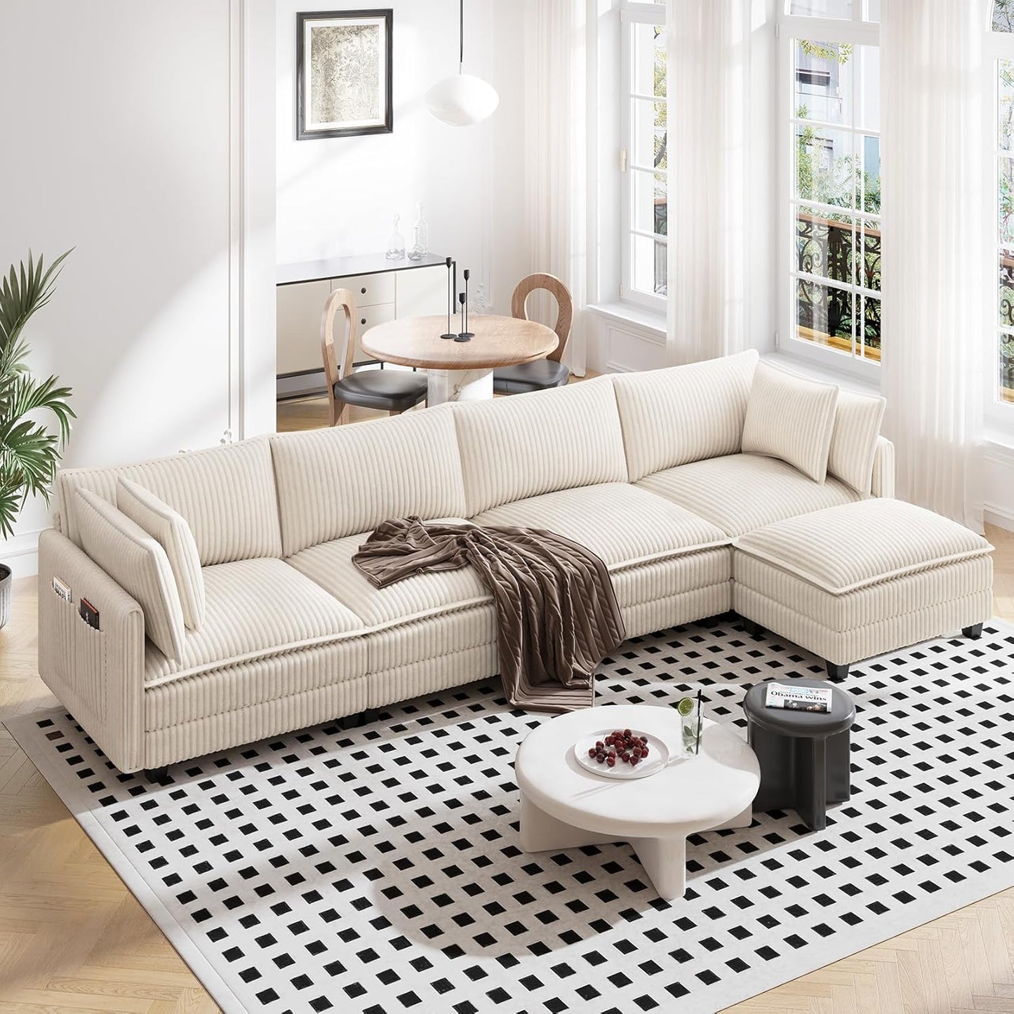 Vesgantti 143 Inch L Shaped Modular Sectional Sofa for Comfort